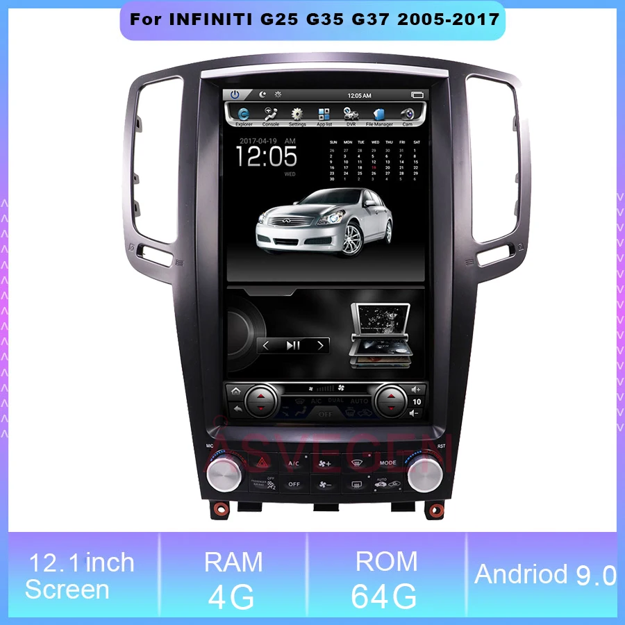 12.1Inch Vertical Tesla For INFINITI G25 G35 G37 Q40 Q60 2005-2017 Screen Android Navigation Radio Player