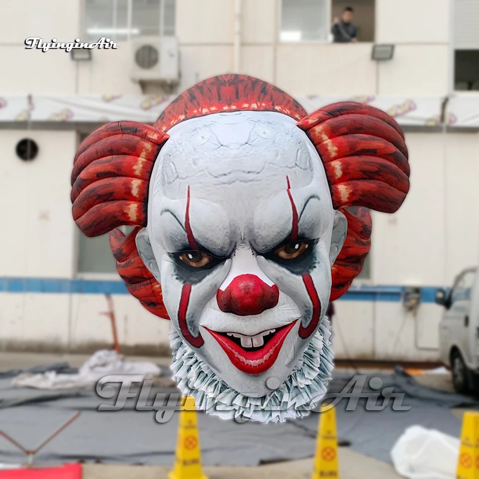 Customized Huge Inflatable Evil Clown Head 3m/4m Height Droll Model Air Blown Buffoon Head For Club And Bar Halloween Decoration