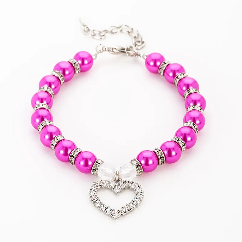 Rhinestone Pet Collar Puppy Dog Cat Imitation Pearl Necklace Pet Accessories Lovely Fashion Pets Dogs Cats Collar