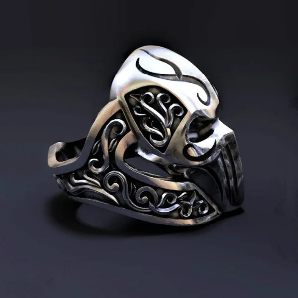 Gothic Style Facial Makeup Skull Rings Motorcycle Party Steampunk Cool Biker Metal Men\'s Rings Hip Hop Jewelry