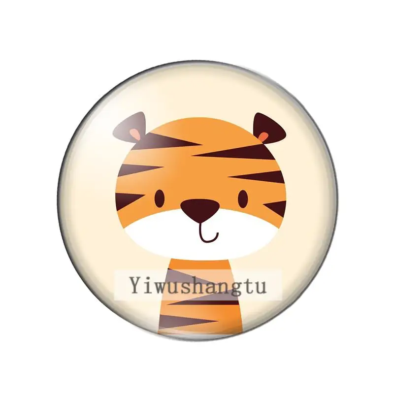 Cute cartoon animals tiger monkey lion 8mm/10mm/12mm/18mm/20mm/Round photo glass cabochon demo flat back Making findings ZB0543