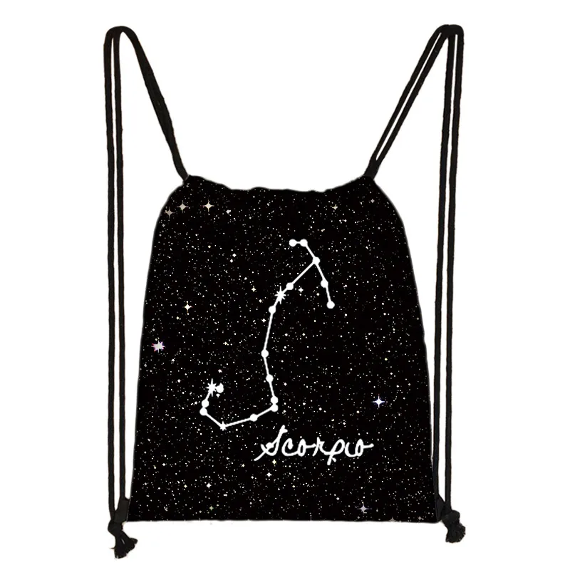 Dodici costellazioni zaino con segno zodiacale per ragazze adolescenti borsa con coulisse Galaxy zaino da donna borsa da viaggio per donna