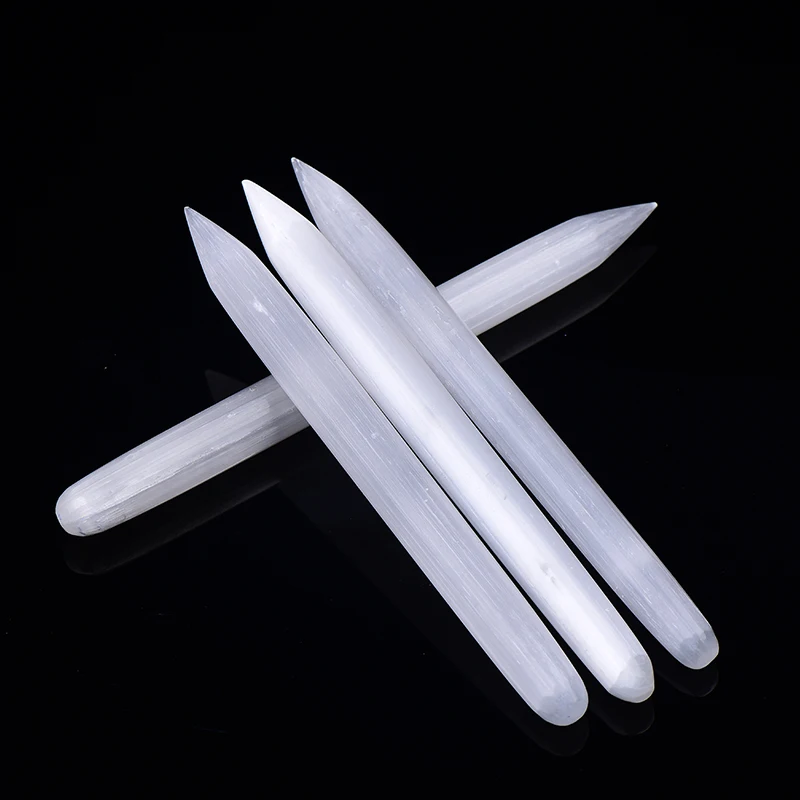 1PC Natural Gypsum Selenite Plaster Handmake Pillar Shape Crystal Raw Reiki Energy Making White Healing Stone Home Decoration