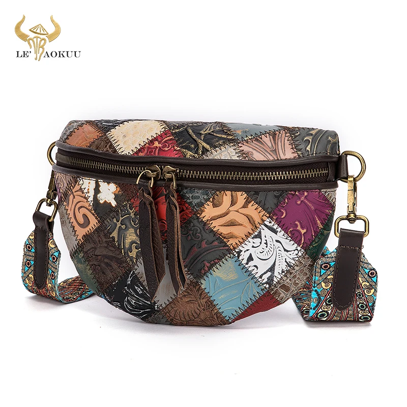 

Genuine Leather Women's Patchwork Shopper Small Purse and Handbag Over The Shoulder bag Fashion Color Block Ladies Tote bag 088