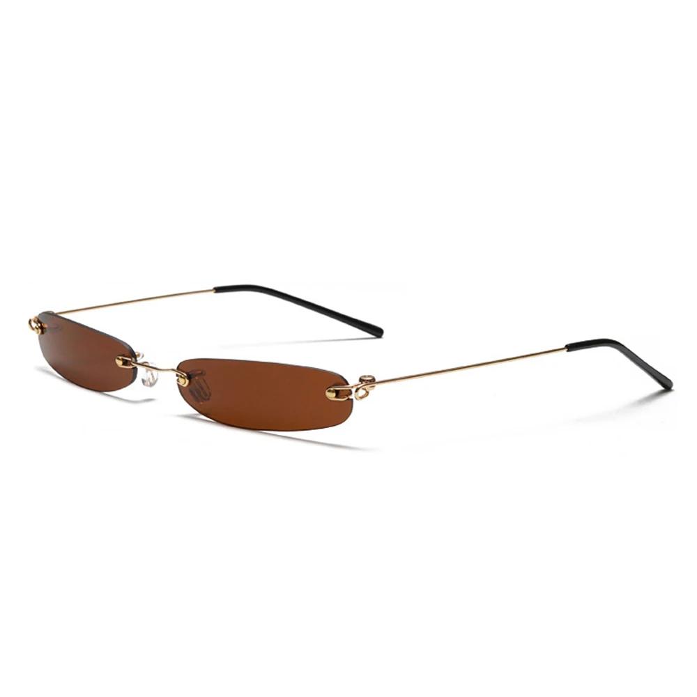 XaYbZc Schmale Sonnenbrille für Herren, randlos, Sommer 2025, Rot, Blau, Schwarz, rechteckige Sonnenbrille für Damen, kleines Gesicht, heißer Verkauf – Detail 10