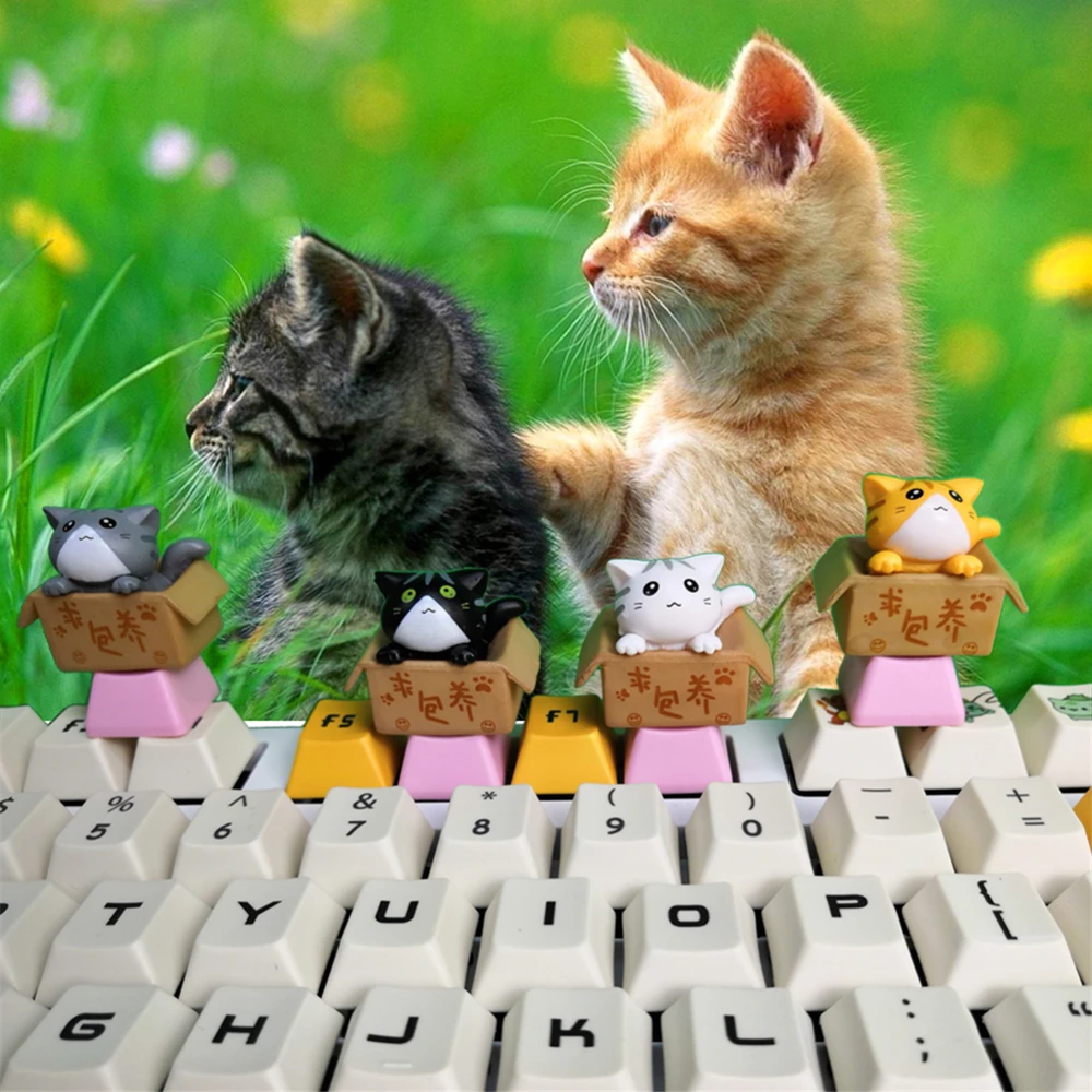 Adopt Me! 3D Cute Cat Keycaps-PVC Anime Kawaii Keycap Set for Mechanical Keyboard Cherry MX Compatible, R4 Height, Unique Design
