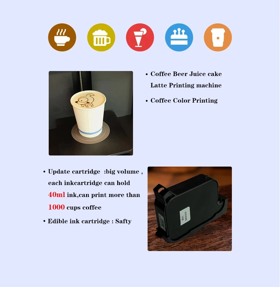 Coffee Printer Cake Latte Color Edible Inkjet Machine DIY Digital 3D Food Printer Interface Type Wifi Print Photo on the Coffee