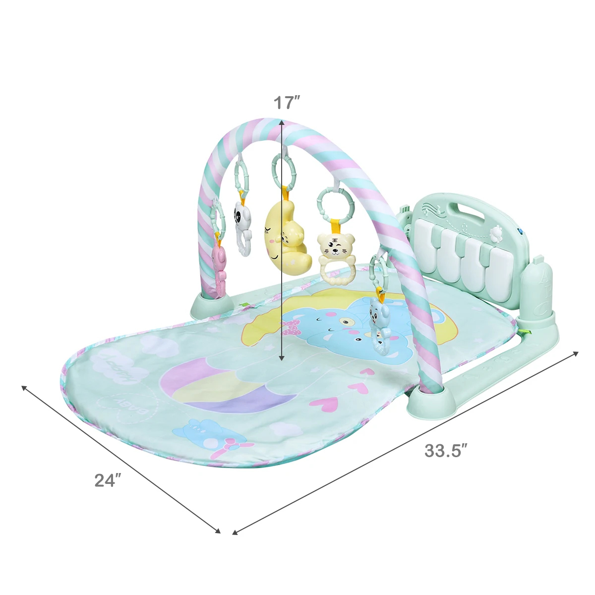 Estera de Juego 3 en 1 para bebé, gimnasio, Fitness, música y luces, divertido Piano, centro de actividades