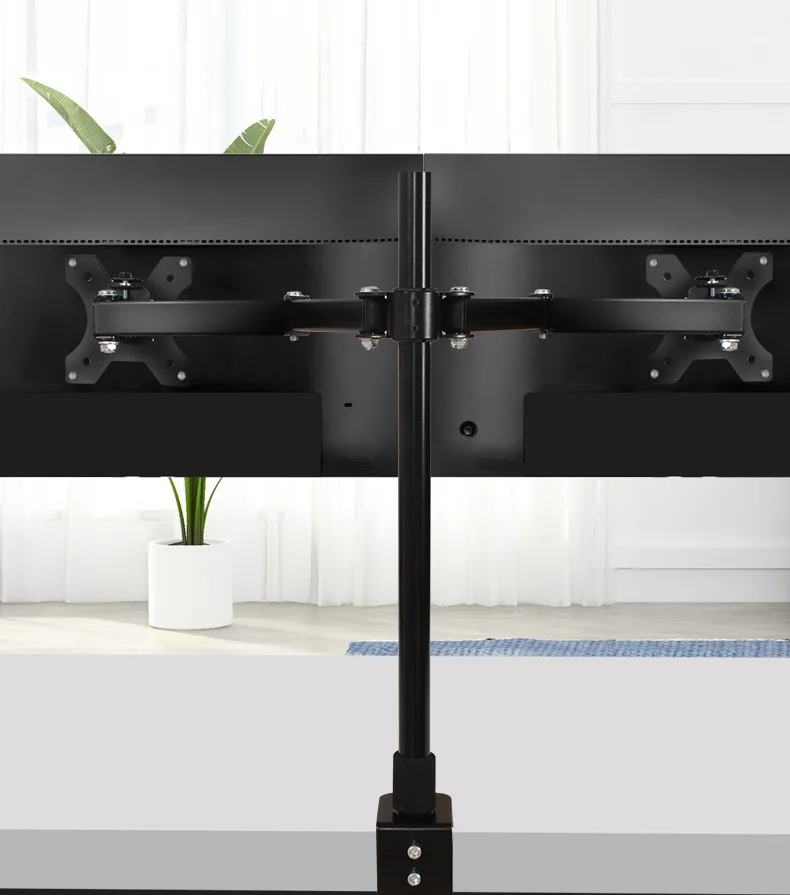 HILLPORT Dual Monitor Mount Full Motion Desktop Clamping Arm 360 Degree Rotation for 14-32 Inch LCD LED Plasma TVs Supports 5005