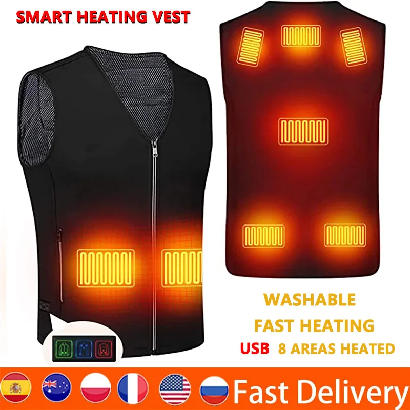 Ins Vest Men Clothing Jacket Electric Heating Vest Thermal Warm Winter USB Heated Heating Clothes Outdoor Fishing Hunting Jacket