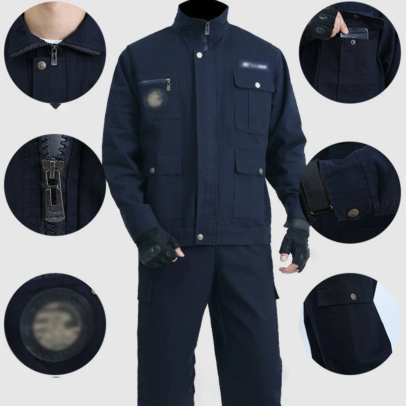 Men\'s Outdoor Labor Insurance Wear Spring And Autumn Wear-resistant Jacket Trouser Suit Welder Anti-scald Work Clothes