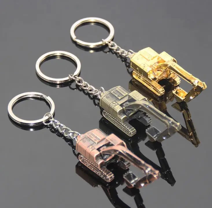 Metal Mini 3D Excavating Machinery Key Chains Excavator Digger Modeling Key Rings Construction Company Gifts SN1999