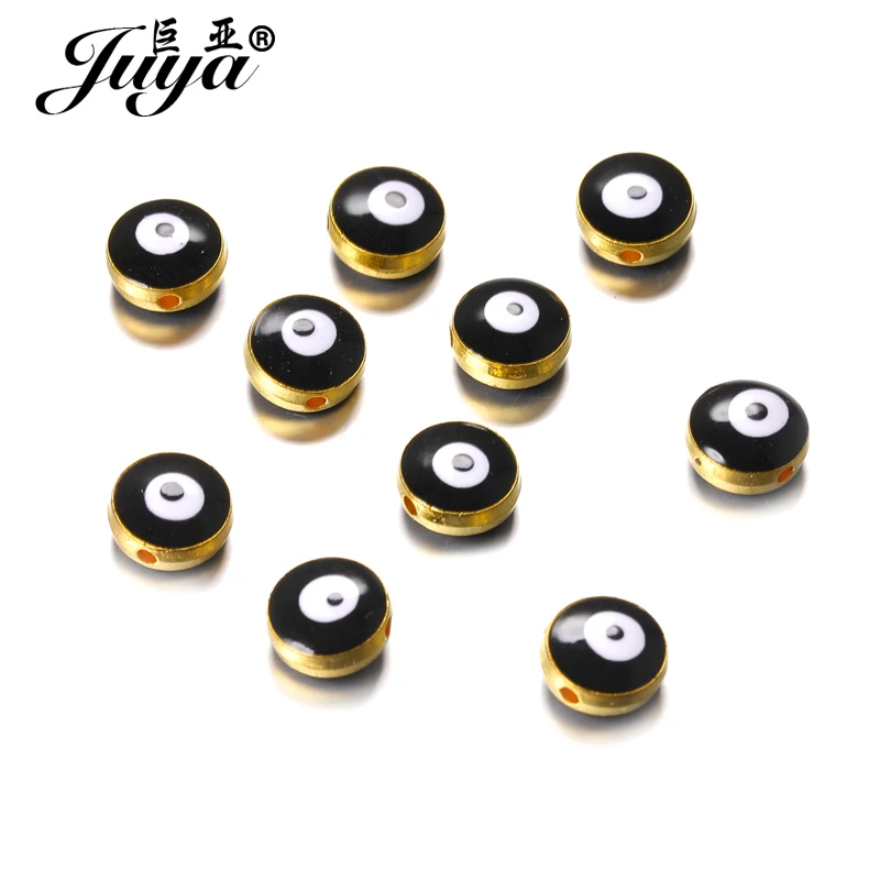 15 Stück türkische böse Augenperlen für Schmuckherstellung, 10 mm runde Abstandshalter, Perlenzubehör, DIY handgefertigte Armbänder, Zubehör – Detail 15