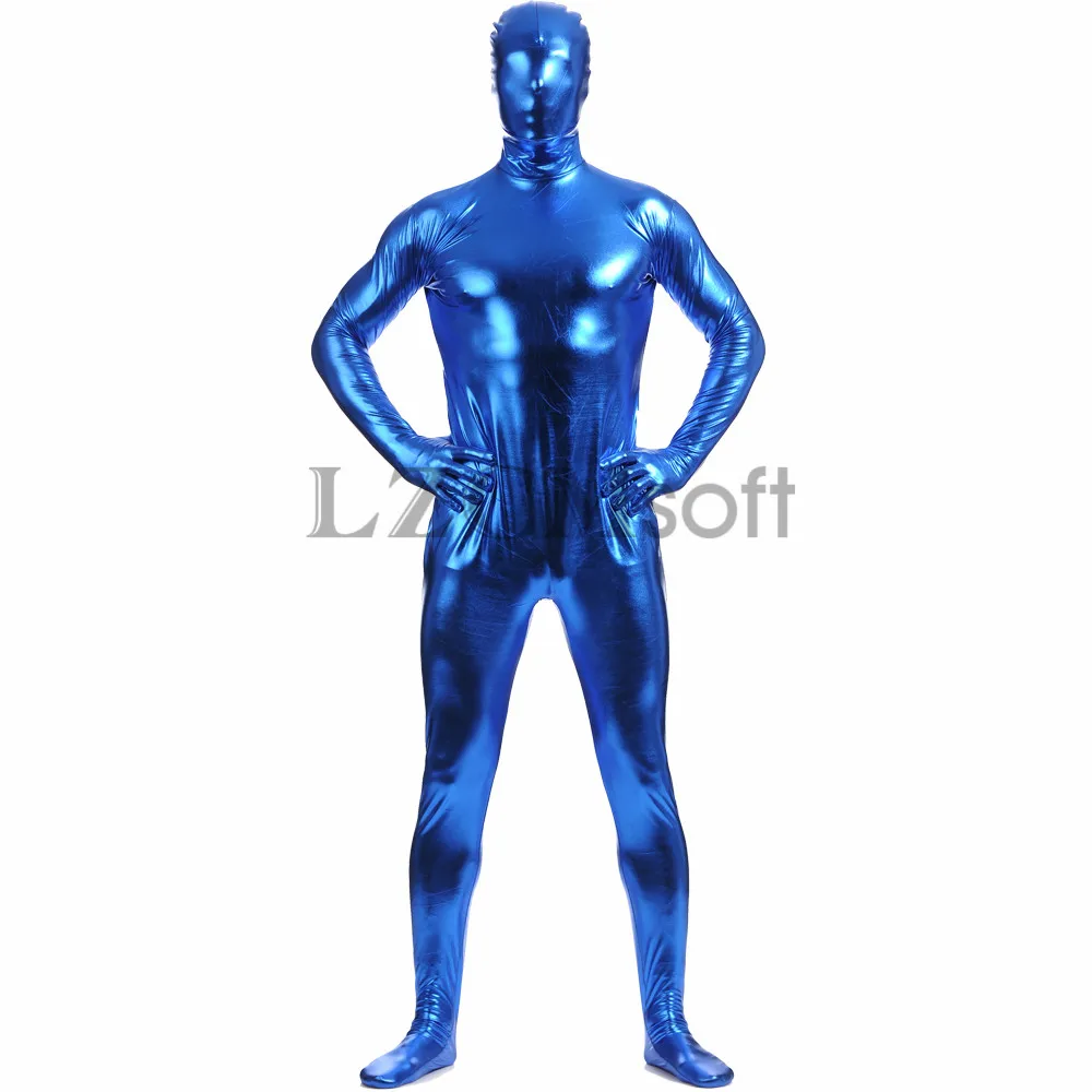 LZCMsoft Men Black Zentai Suit Adults One Piece Second Skin Tights Full Body Zentai Costumes Stage Performance Costumes