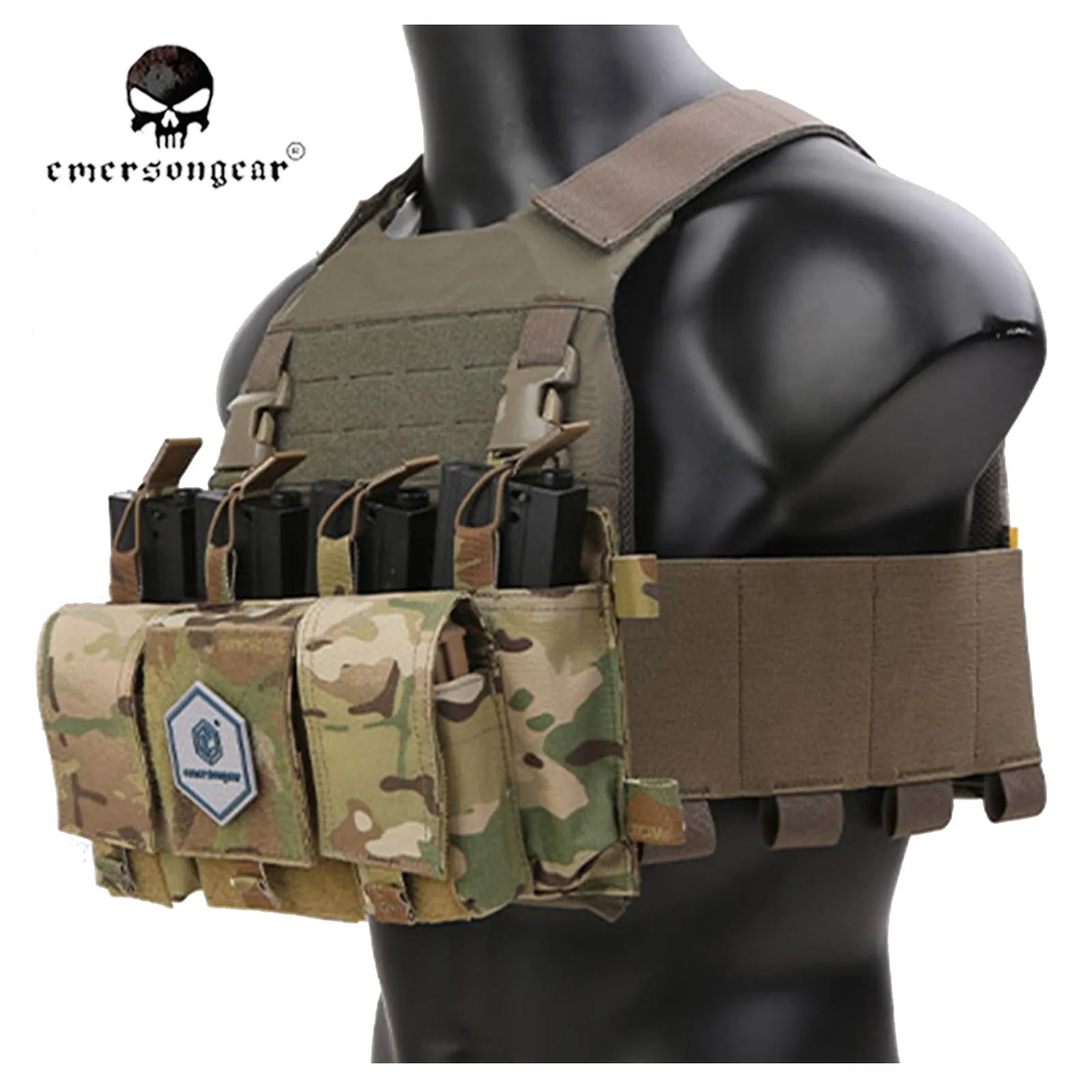 

Emersongear MF Style Quad 5.56 Magazine Bag Mag Pouch for Airsoft Tactical Chest Rig Vest Compatible with Placard EM7367