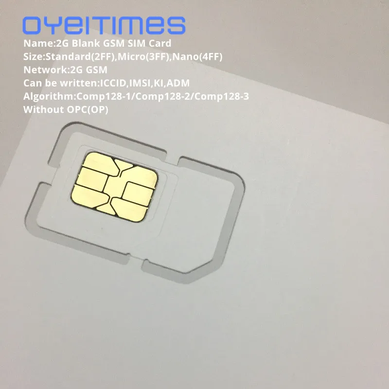 OYEITIMES 2G GSM SIM Card Blank SIM Card 2G Programmable GSM SIM Card ICCID IMSI PIN PUK ADM KI COMP128 Algorith Without OP/OPC