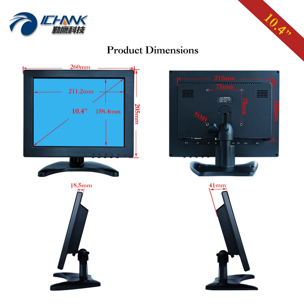 Imagem -06 - Tela Lcd Portátil Pequena Caixa Registradora Vga Máquina de Encomenda Pos Monitor pc Industrial B104jnv 10.4 11 800x600