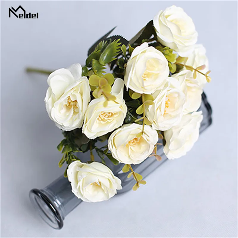 Kunstzijde Rozen Bloemen Boeket 7 Hoofden Rozen Flores Bruidsboeket Bruiloft Tafel Thuis Party Diy Decor Nep Bloemen Rozen