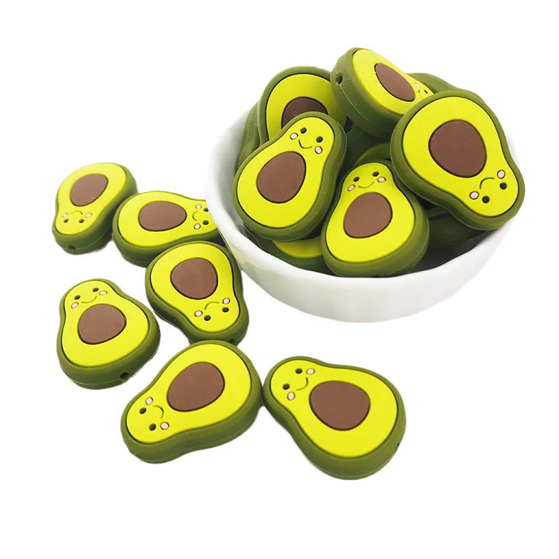 

Chenkai 10PCS Silicone Avocado Beads Baby Nursing Chewing Pendant Sensory Teething Pacifier DIY Necklace Chain Nursing Toy