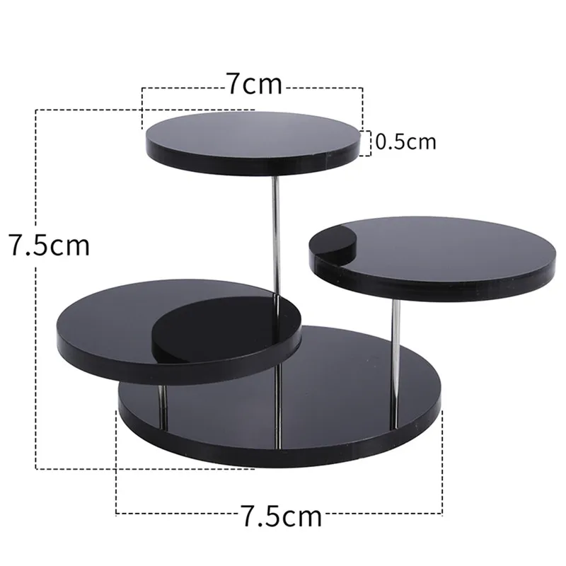 3 Layers Round Acrylic Jewelry Display Stand Necklace Earring Ring Show Rack