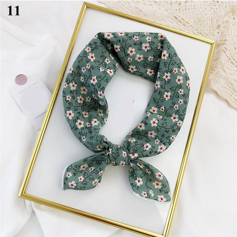 Print Square Scarf Cotton Linen Headscarf Small Scarf Floral Handkerchief Bohemia Bandana Hair Bands Head Neck Scarf Hats Decor