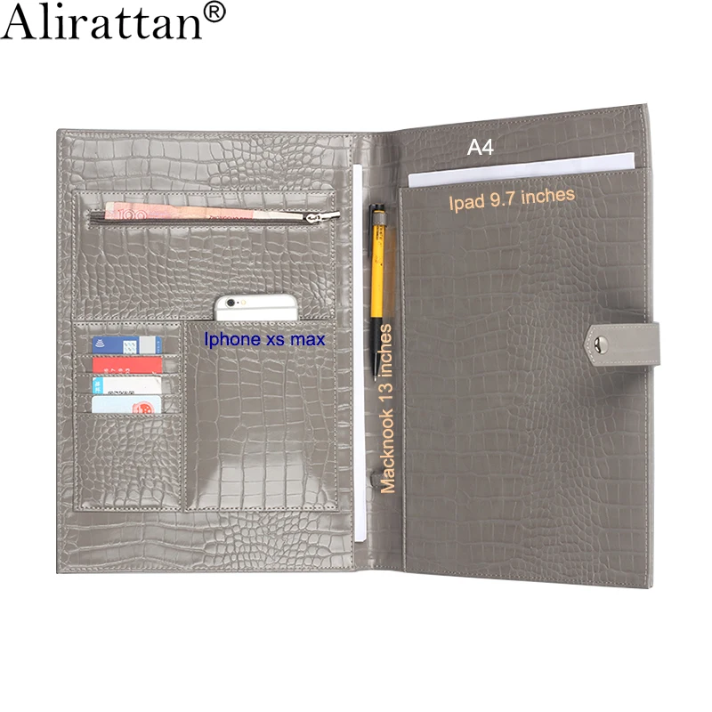New Customized Folders 2026 Fashion Business Ipad Holder File Embrossed Leather Laptop Case Macbook Sleeve Pouch Bag