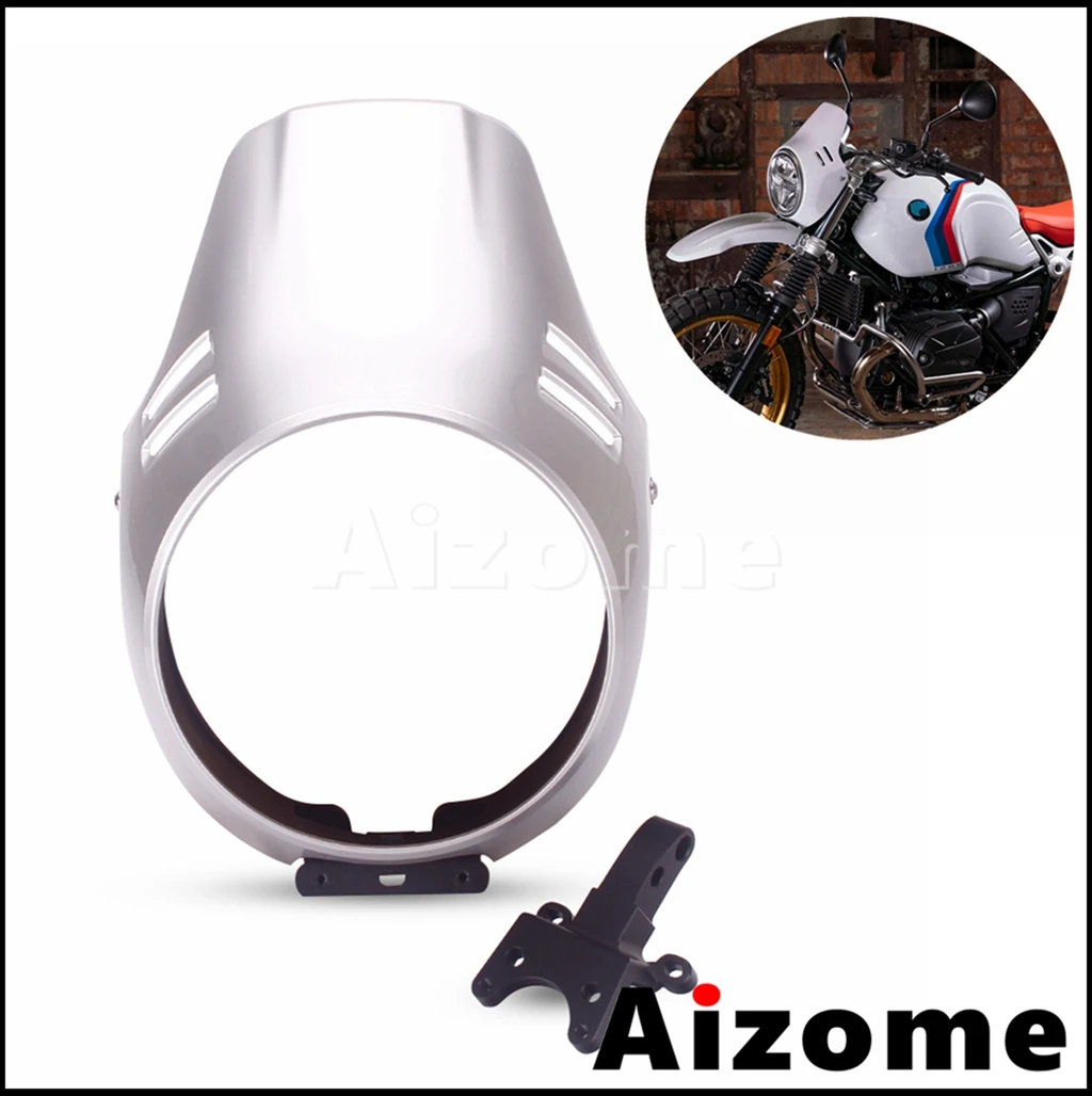 

Silver Motorcycle Head Light Cover Round Headlamp Healight Fairing ABS Front Cowl For BMW R nineT Urban G/S 2016 2017 2018 2019