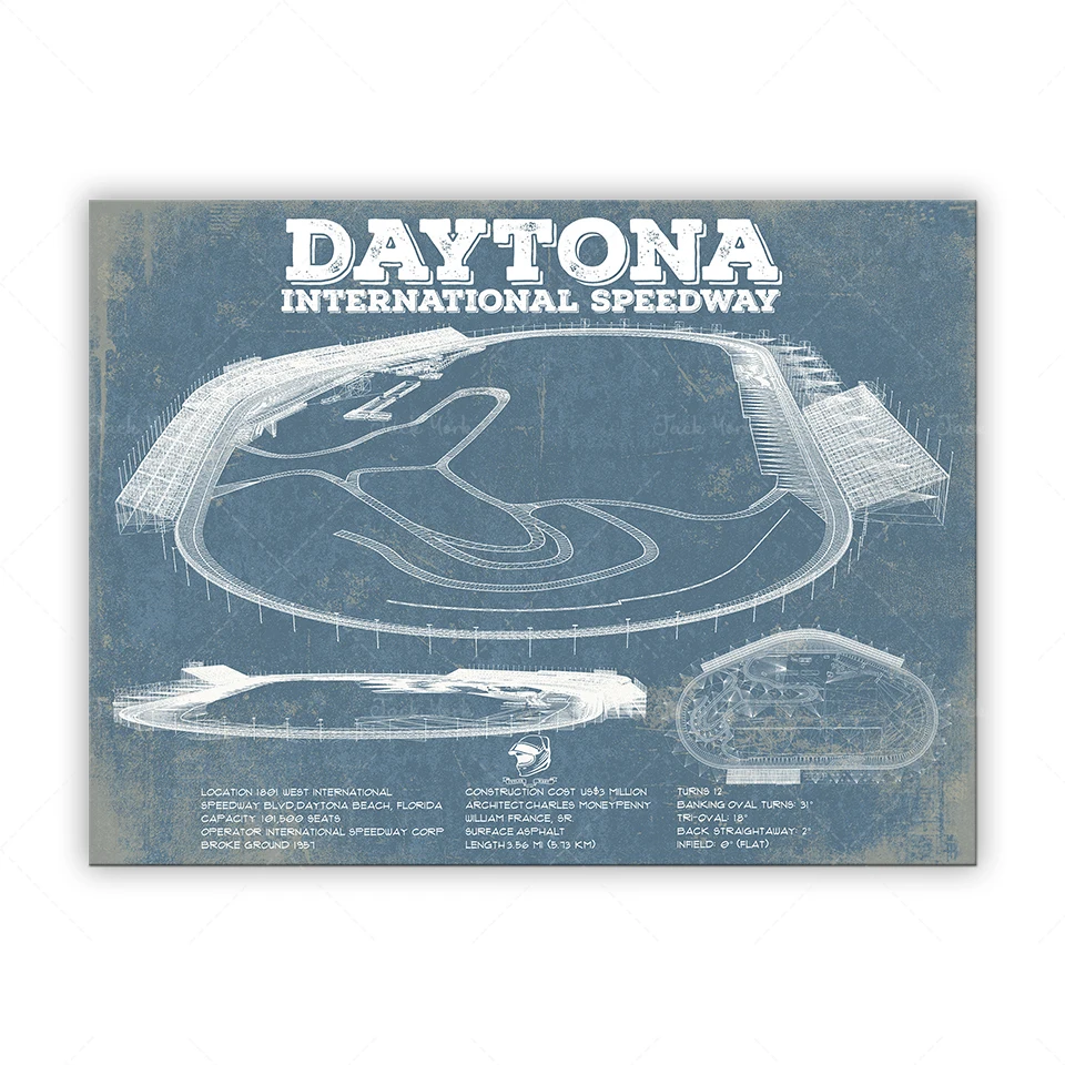 Daytona International Speedway Blueprint Race Track Print