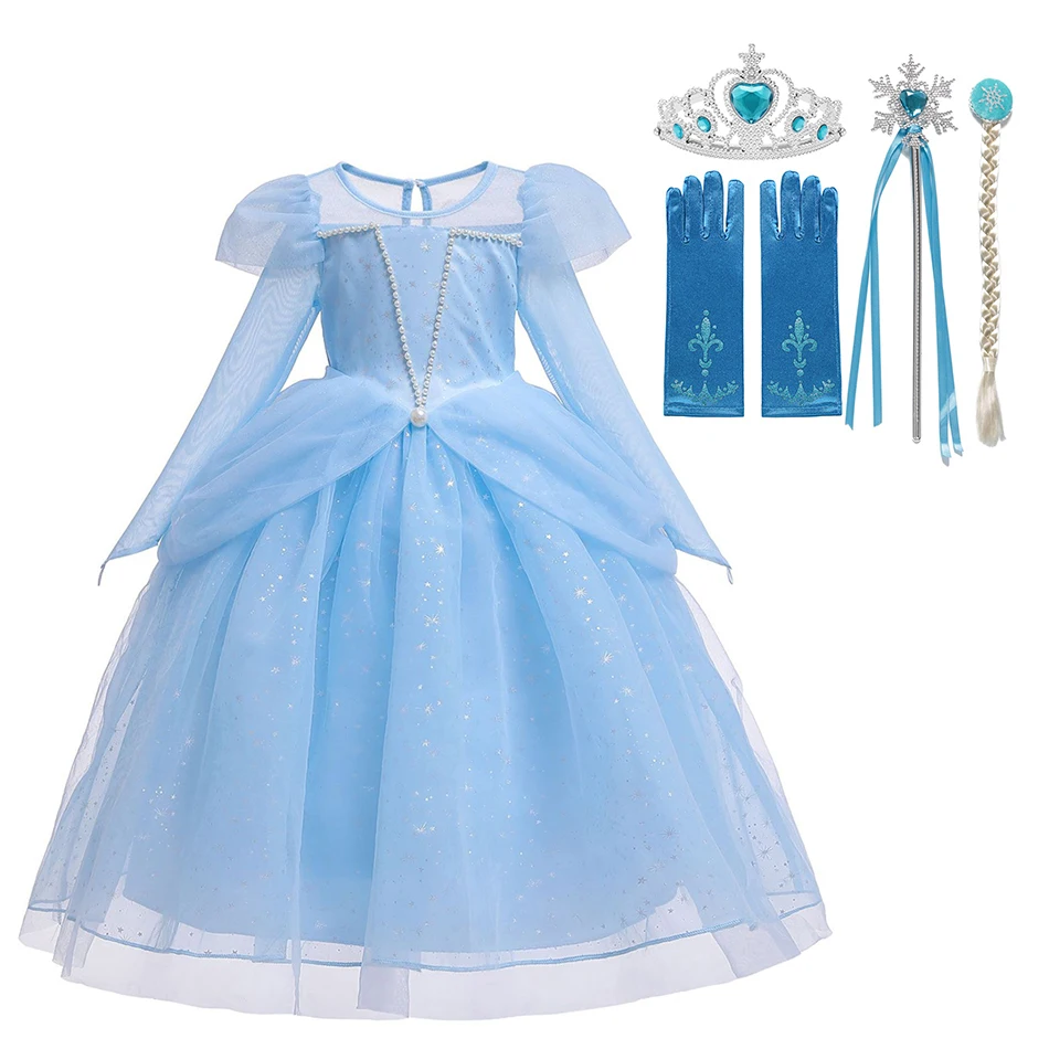 

Cinderella Cosplay Costume Kids Layers Deluxe Ball Gown Princess Dresses Elsa Christmas Wedding Evening Dress Cosplay Dresses