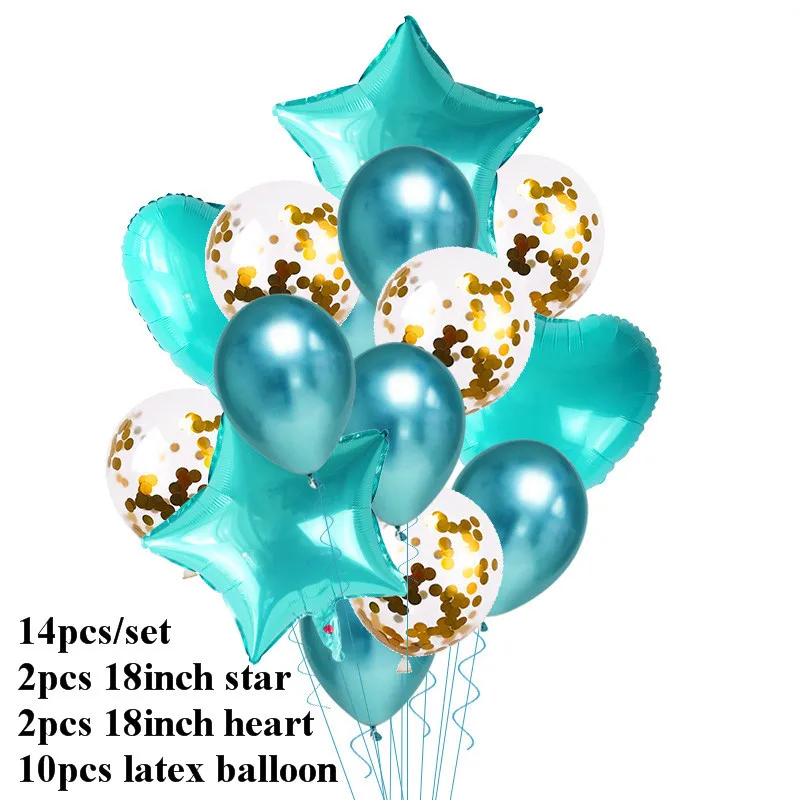 Heart Star Multi Confetti Balloon Glossy Metal Pearl Latex Balloons Happy Birthday Metallic Chrome Ballon Wedding Decorations