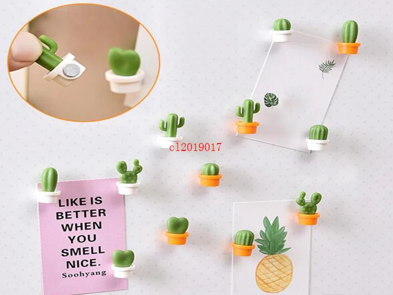 6pcs/set Fridge Magnets Cute Succulent Plant Magnet Button Cactus Refrigerator Message Sticker Magnet Free Shipping