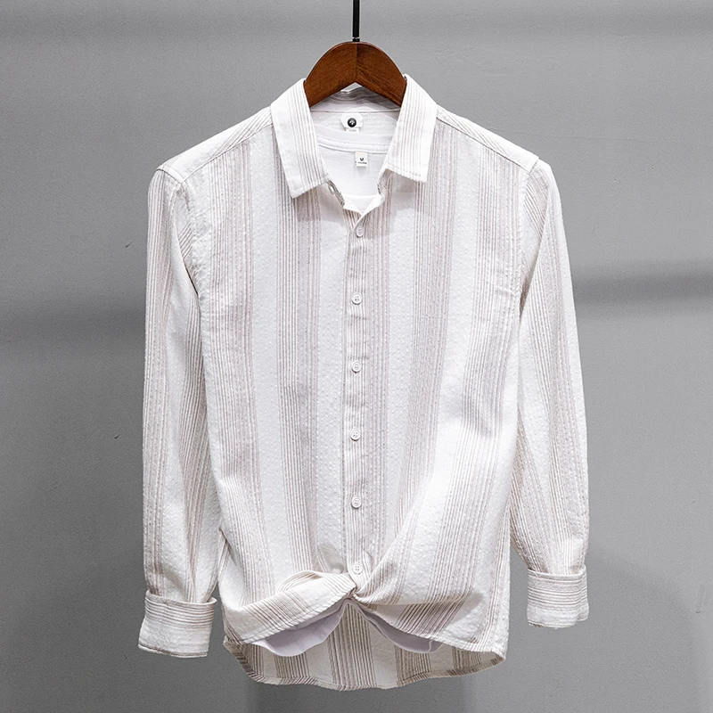

New brand pure cotton spring long-sleeved casual shirt men fashion comfortable striped shirts for men trendy shirt male chemise