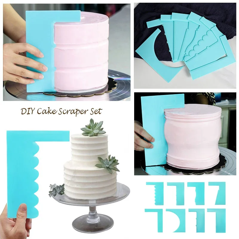 

8 Styles Plastic Cake Scraper Cream Spatula Decor Tools For Pastry Baking Cream Scraper Cream Decorative Pattern Scraper