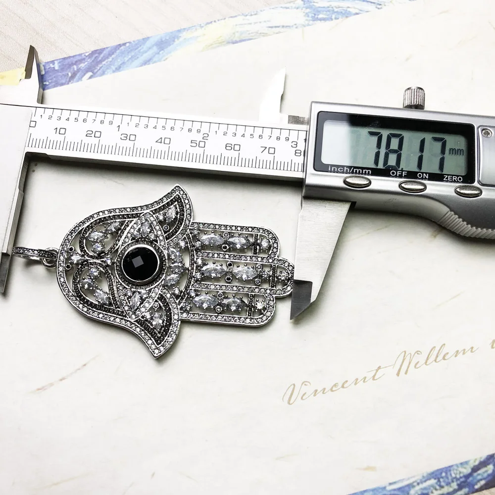 Pendant Black Hand of Fatima Brand New Fashion Jewelry Europe Vintage Accessories 925 Sterling Silver Gift For Woman Men