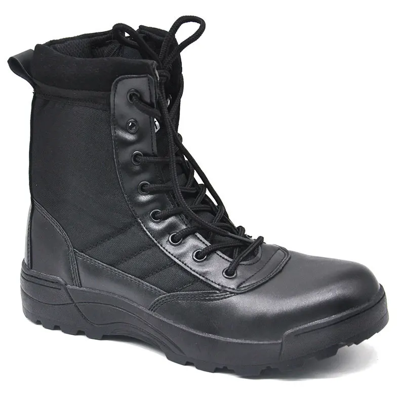 Durable Army Hiking Cheap Black Leather Boots