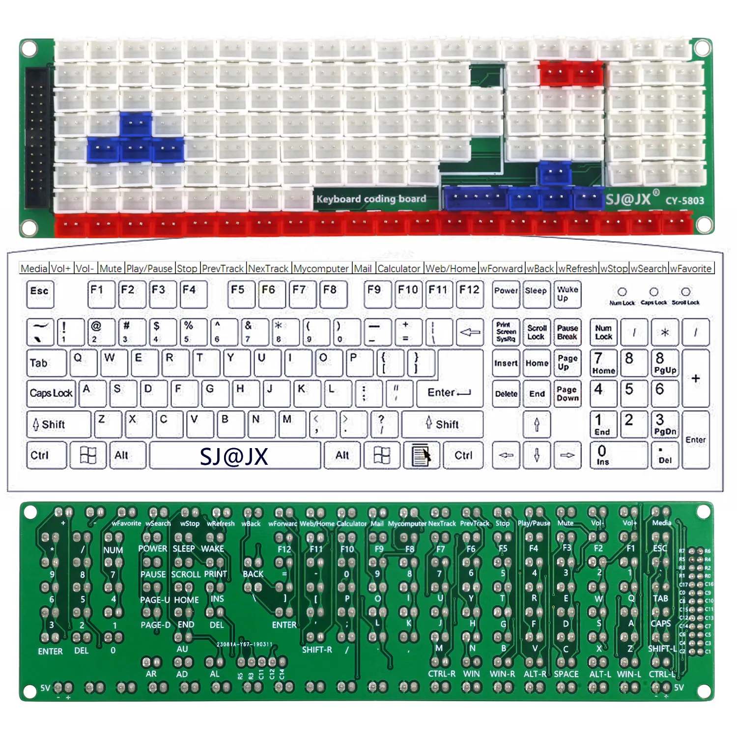 Imagem -06 - Jx-led Development Keyboard Encoder Board Game Controller Faça Você Mesmo Media Music Usb Encoder Kit 88 Chaves 104 Chaves sj @