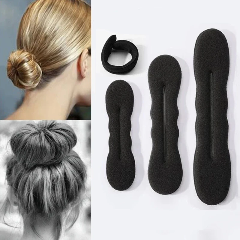 Woman Girl Sponge Black Hair Styling Donut Hair Bun Curler Foldable Hair Tie Magic Bun Hair Style Hair Band Hair Accessories