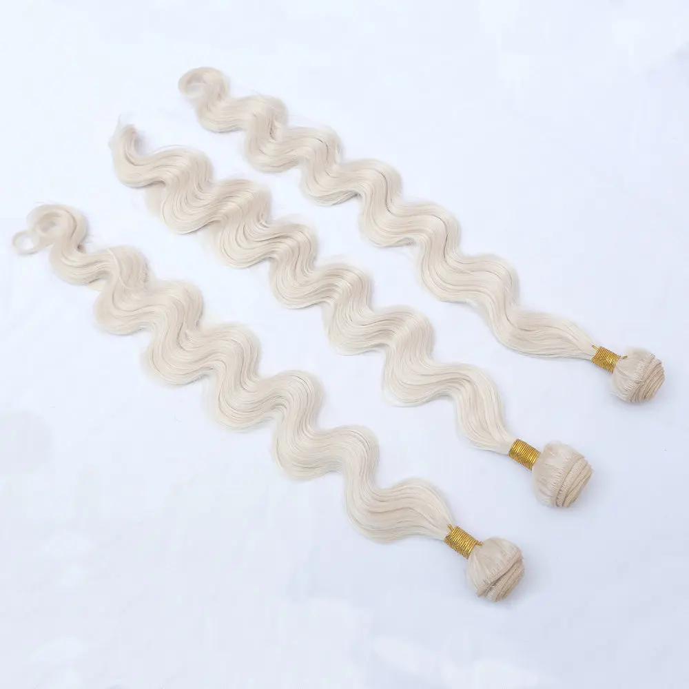 Mèches de cheveux blonds 613 en Fiber résistante à la chaleur pour femmes blanches, mèches de cheveux plus longues, Body Wave, 100g, 28 pouces