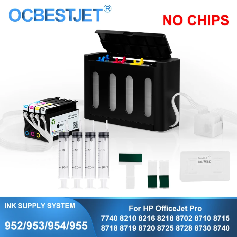 For HP 952 953 954 955 952X 953X 954X 955X CISS Continuous Ink Supply System Without Chips For HP 7740 8210 8710 8720 8730 8740