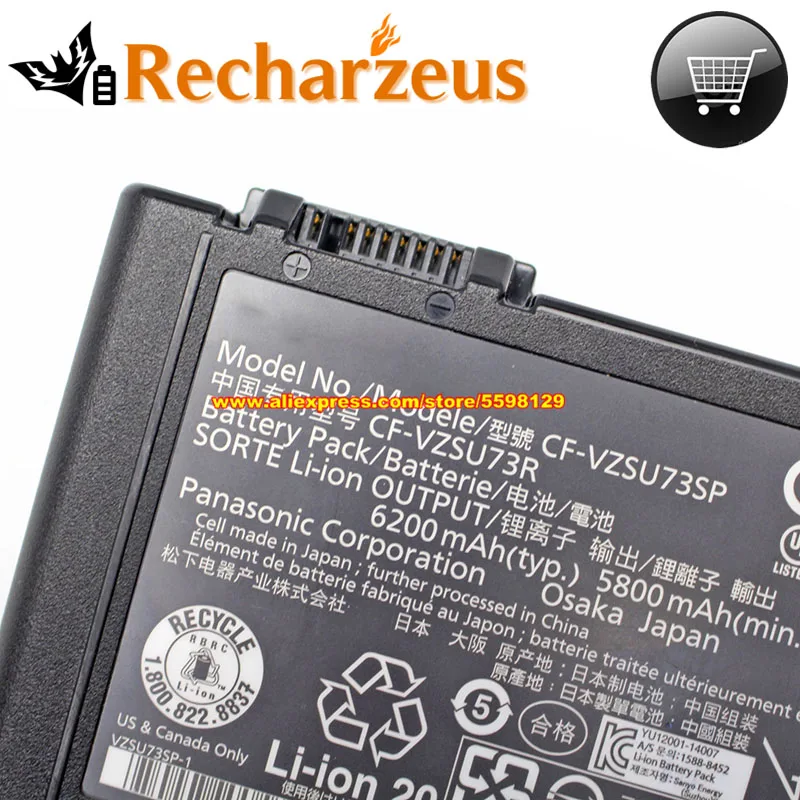 Imagem -05 - Genuíno Panasonic Cf-vzsu73r Cf-vzsu73sp Bateria do Portátil 5800mah 63wh 10.8v Preto para a Bateria de Toughbook Cf-d1gvdbyca Cf-d1 Mk2