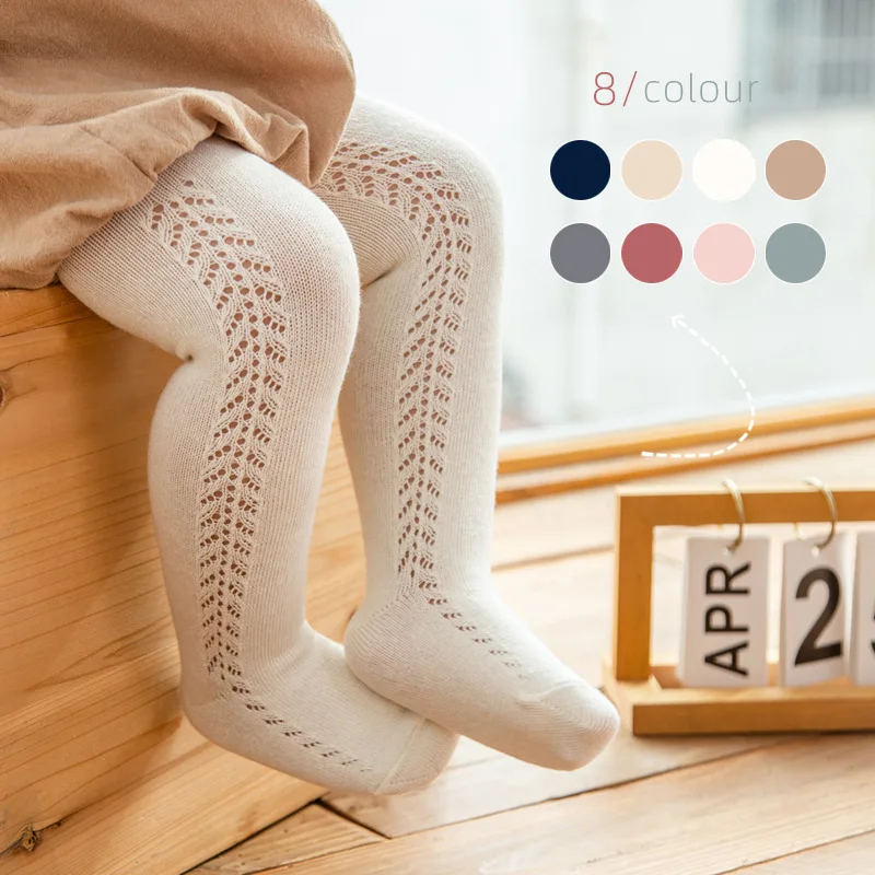 

Spring Summer Autumn Cute Baby Girls Thin Cotton Hollow Mesh Cable Knit Tights Cotton Breathable Pantyhose Infant Leggings