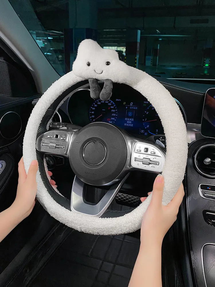 

Winter Female Plush Warm Winter Car Steering Wheel Cover Four Seasons Universal Non-slip Car Handlebar Cover