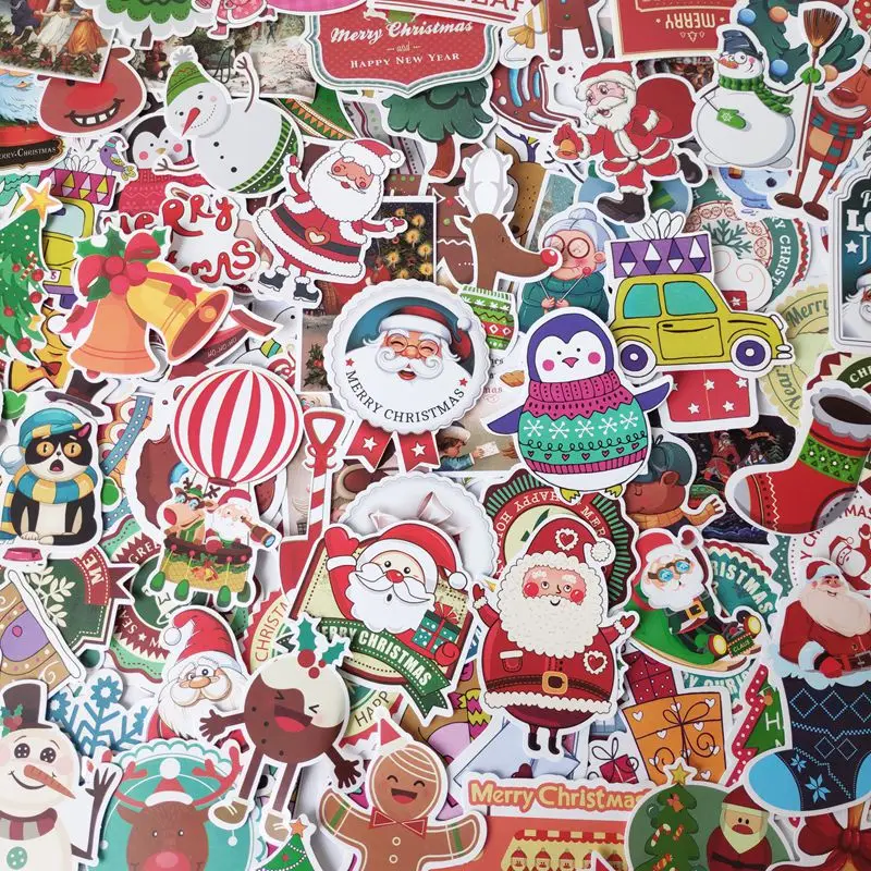 2020 Christmas theme not repeat the sticker Luggage box computer skateboard car motorcycle waterproof sticker 12pcs/24pcs/48pcs