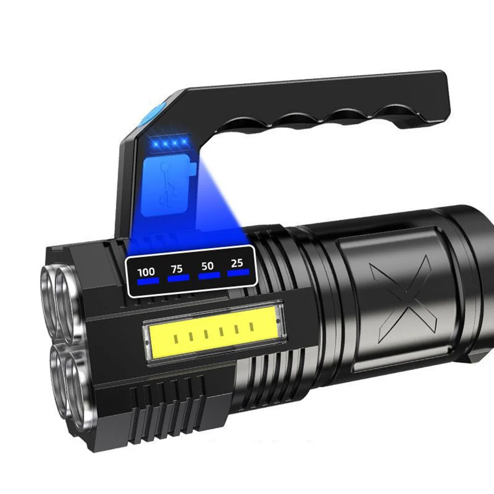 Mini linterna LED Potente portátil, reflector 18650, recargable por USB, resistente al agua, batería integrada e iluminación exterior