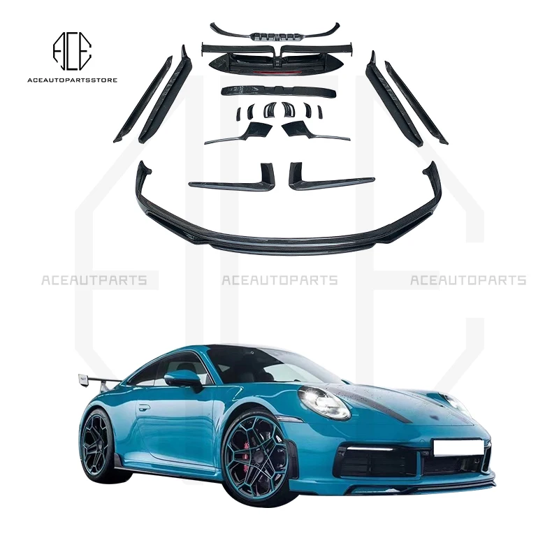 

For Porsche 911 992 Carrera S 4S Carbon Fiber Full Body Kit Front Lip Rear Lip Diffuser Side Skirts Rear Wing 2019-2021