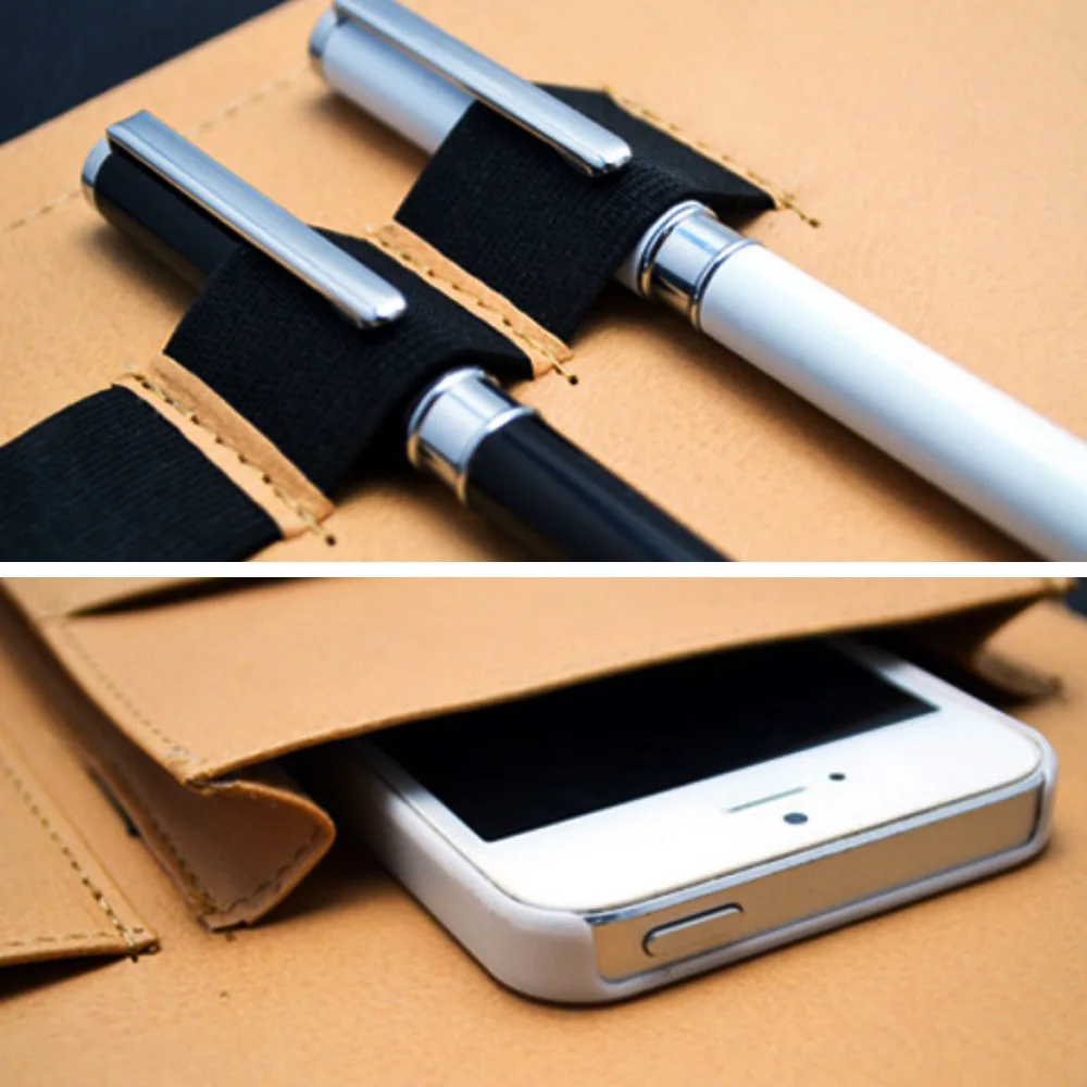 A4 3 حفرة بو الجلود ملف مجلد محفظة مع حامل حاسبة للأعمال مكتب الأسود