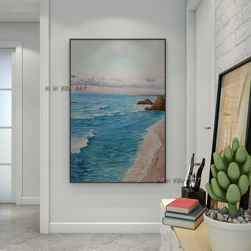 

100% Handmade Abstract Oil Painting Contemporary Seascape Wall Art On Canvas Modern For Living Room Bedroom