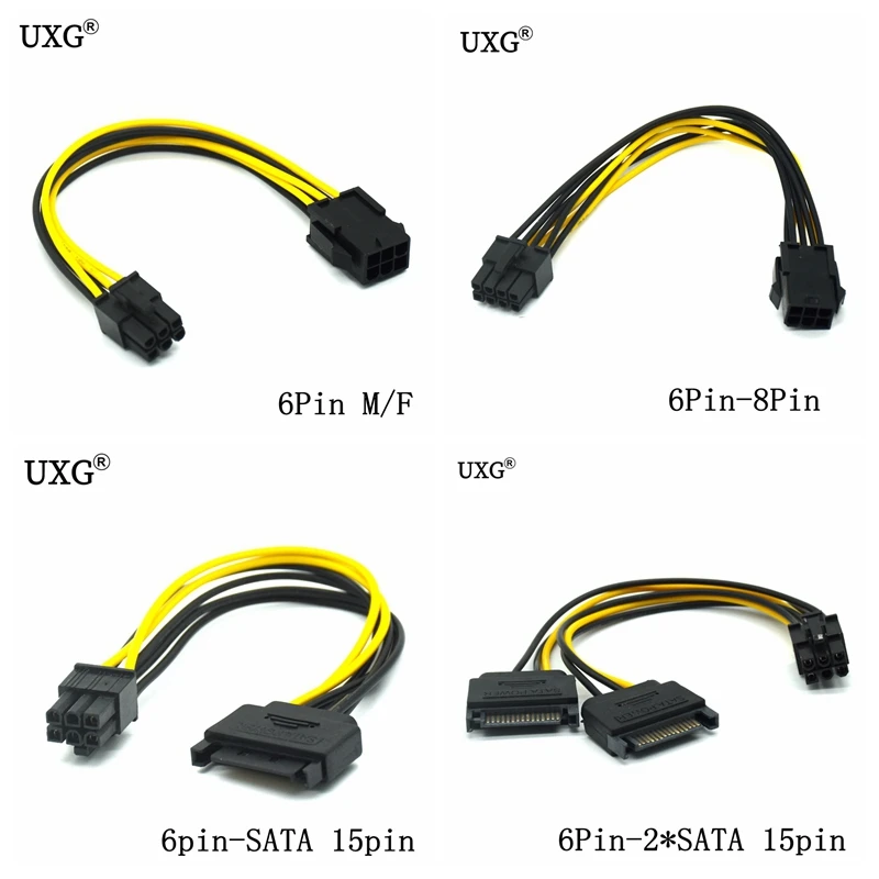 SATA Power Cable 15 Pin 8pin Female To 6 Pin Male PCI EXPRESS PCI-E Sata Graphics Converter Adapter Video Card Power Cable Cord