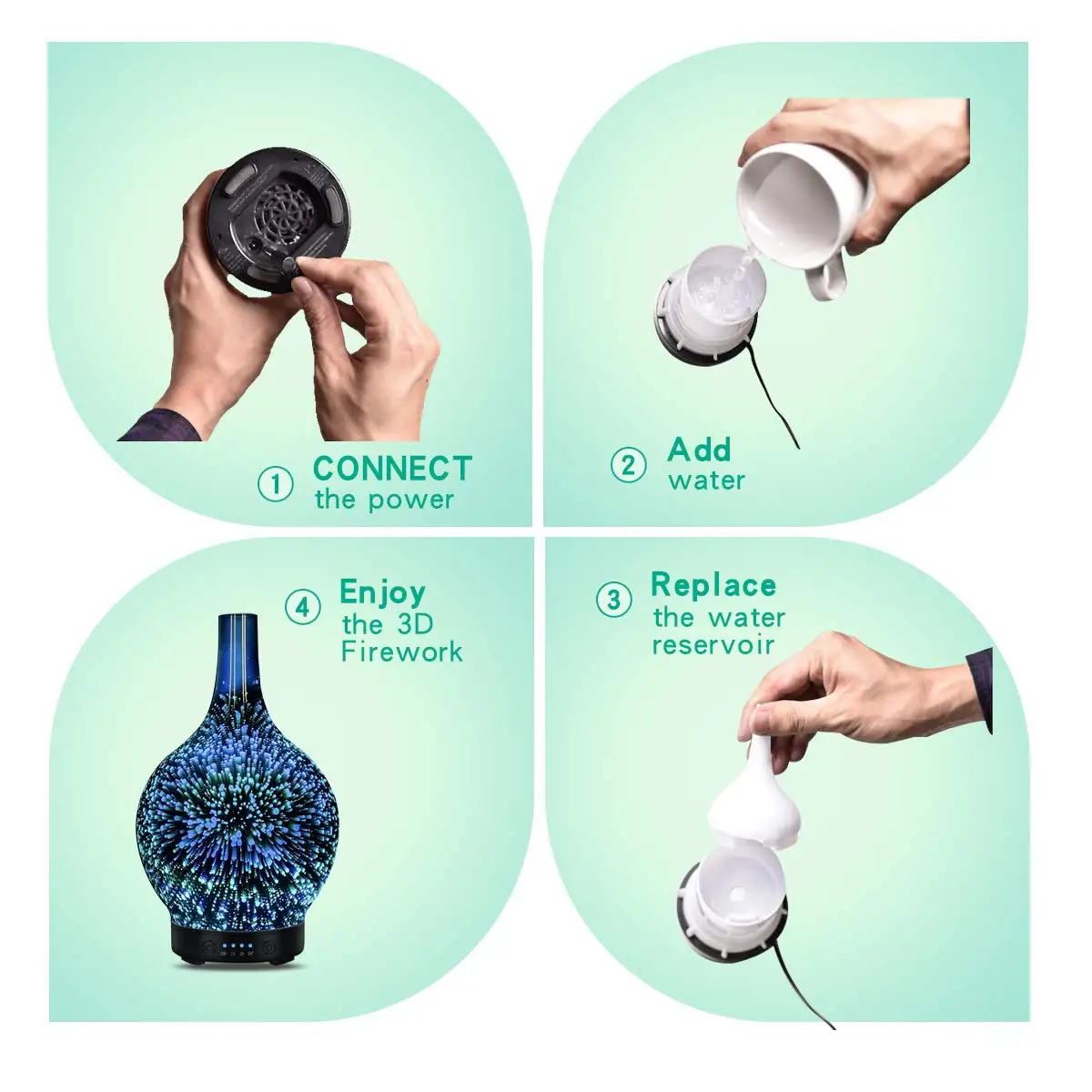 Umidificatore Aromaterapia Olio Essenziale Diffusore di Aroma Diffusore Tranquilla Impostazione del Tempo di 7 Colori Luci A LED Cambiare Casa Ufficio 120 ml