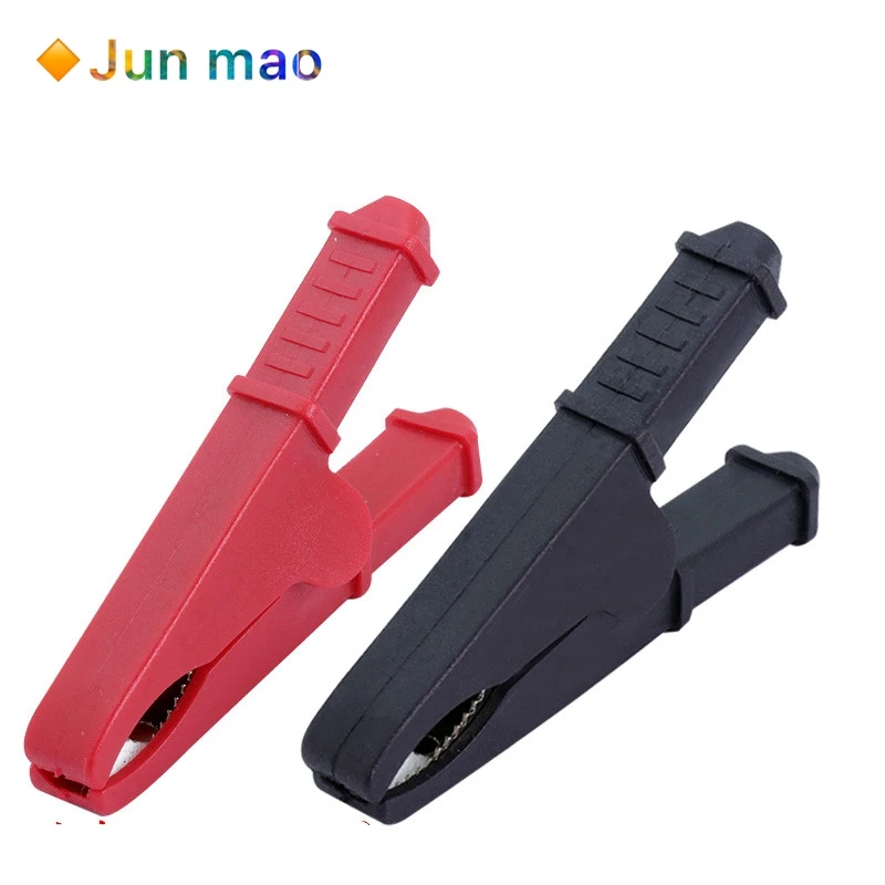 2 szt. 50A czerwony + czarny 75mm izolowany krokodyl krokodyl przyczepa samochodowa Van Test baterii klipsy ołowiane najlepsza promocja zaciski krokodylkowe